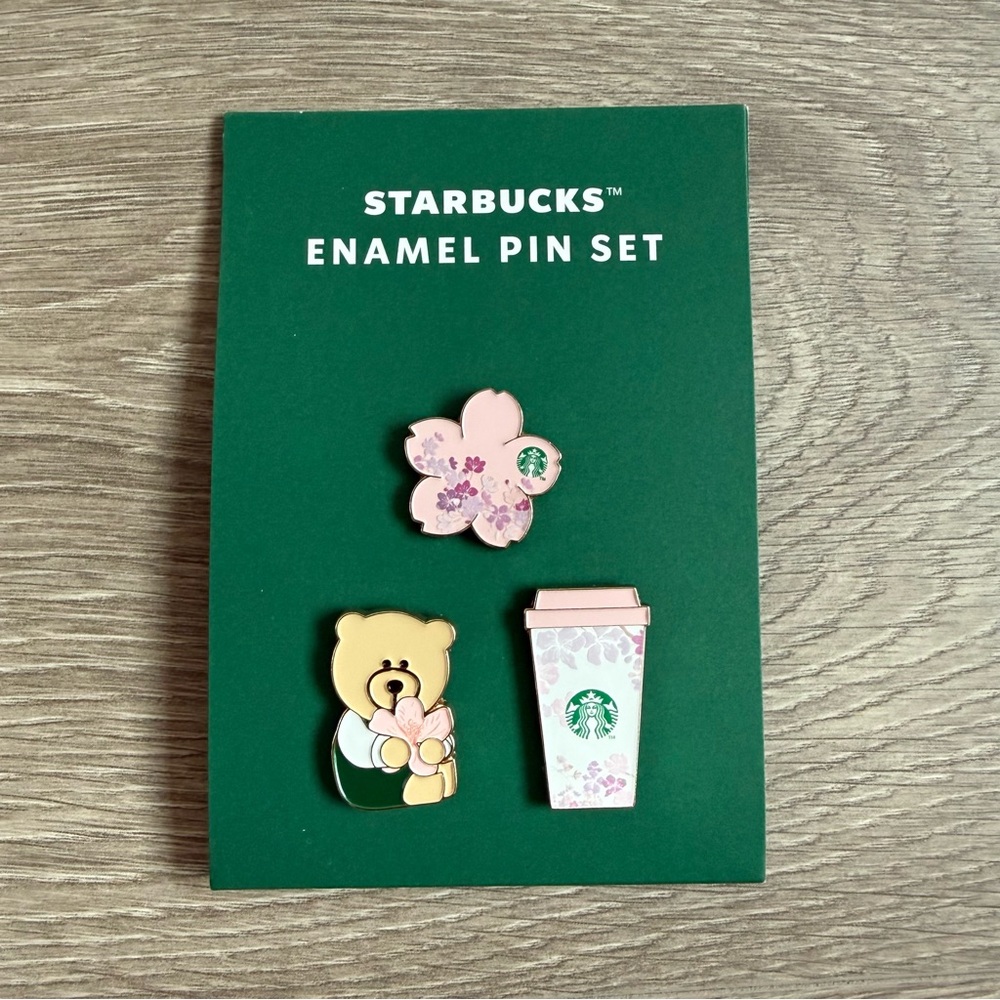 🆕 Starbucks Spring Cherry Blossom Limited Edition Enamel Pin Set of 3 - Picture 2 of 4